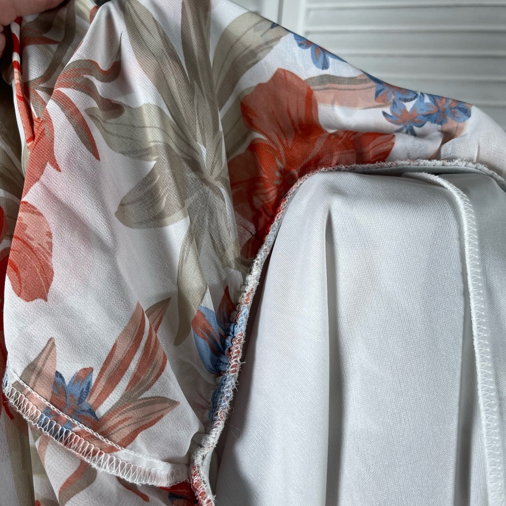 Kate and Lily Floral Maxi Dress Size 6 White Red Tropical Sheer Top - Picture 14 of 15